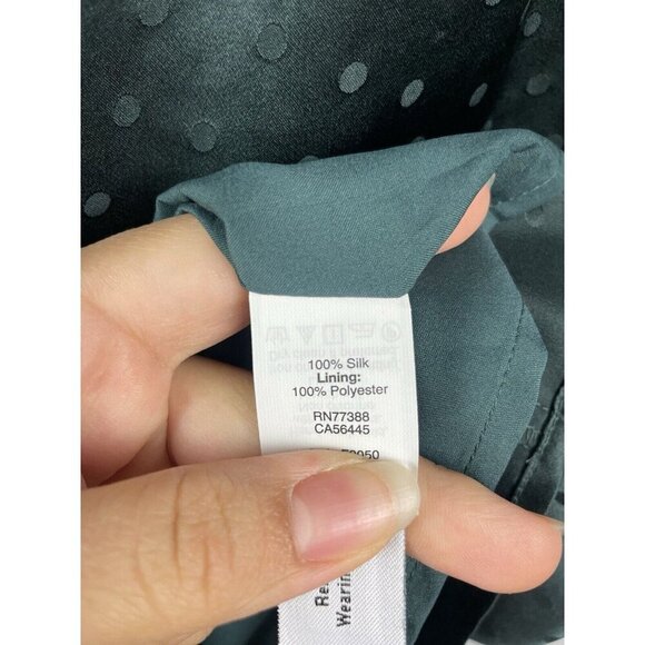 Madewell Emerald Green Silk One Shoulder Ruffle Dotted Mini Lined Dress Size 0 - Picture 5 of 7